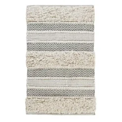 New Kirklands Home Tufted Stripes Woven Bath Mat Gray