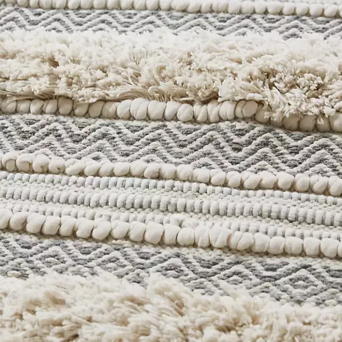 New Kirklands Home Tufted Stripes Woven Bath Mat Gray