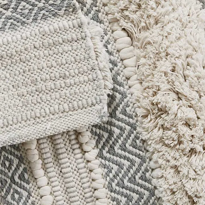 New Kirklands Home Tufted Stripes Woven Bath Mat Gray