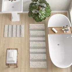 Best Kirklands Home Tufted Stripes Woven Bath Runner Gray