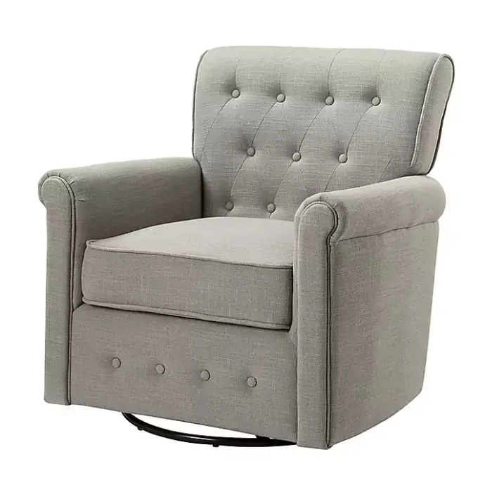 Sale Kirklands Home Tufted Swivel Armchair Gray