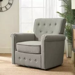 Sale Kirklands Home Tufted Swivel Armchair Gray