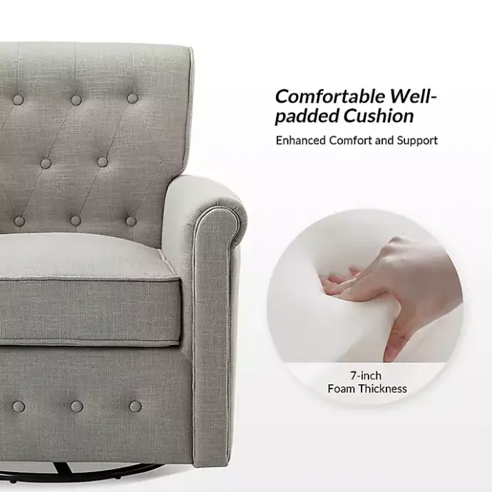 Sale Kirklands Home Tufted Swivel Armchair Gray