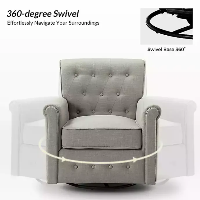 Sale Kirklands Home Tufted Swivel Armchair Gray