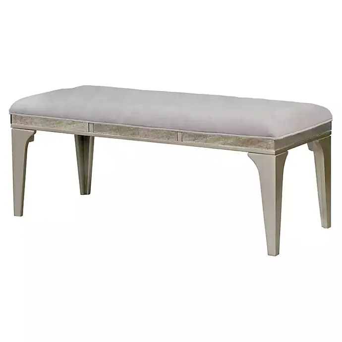 Outlet Kirklands Home Tufted Upholstered Silver Dining Bench Gray