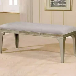 Outlet Kirklands Home Tufted Upholstered Silver Dining Bench Gray