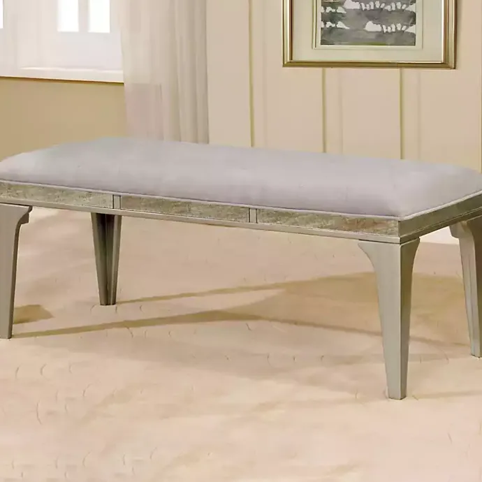 Outlet Kirklands Home Tufted Upholstered Silver Dining Bench Gray