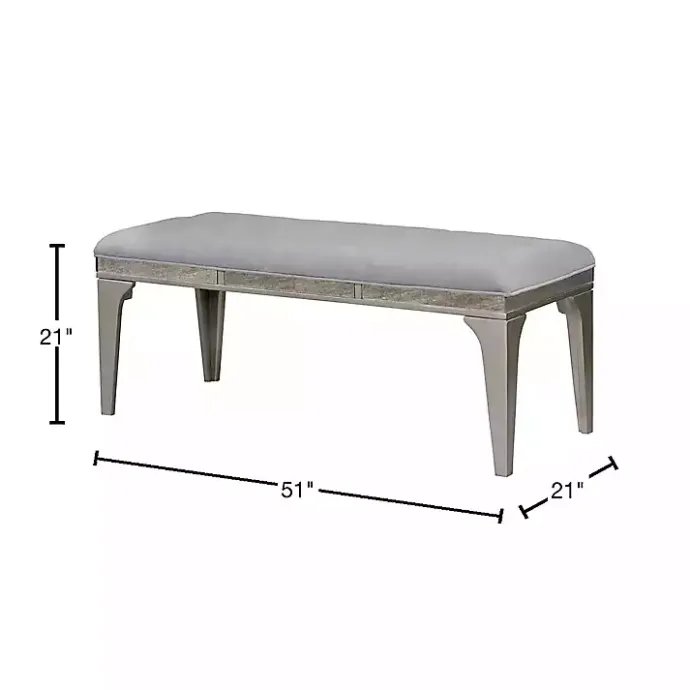 Outlet Kirklands Home Tufted Upholstered Silver Dining Bench Gray
