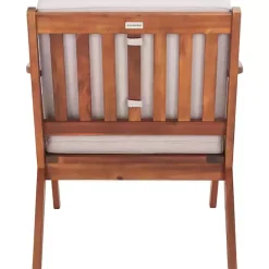 New Kirklands Home Upholstered Acacia Wood Outdoor Chair Gray