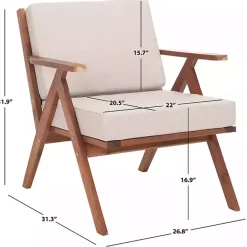 New Kirklands Home Upholstered Acacia Wood Outdoor Chair Gray