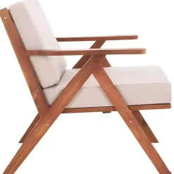 New Kirklands Home Upholstered Acacia Wood Outdoor Chair Gray