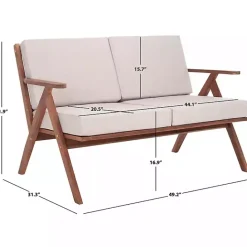 Kirklands Home Upholstered Acacia Wood Outdoor Loveseat Gray