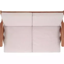 Kirklands Home Upholstered Acacia Wood Outdoor Loveseat Gray