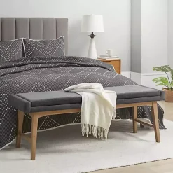 New Kirklands Home Upholstered and Wood Legs Bench Gray
