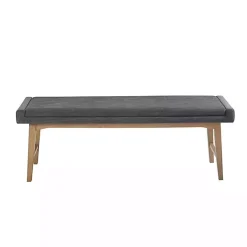 New Kirklands Home Upholstered and Wood Legs Bench Gray