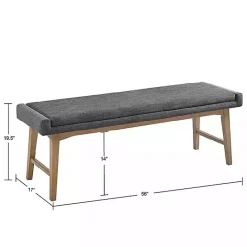 New Kirklands Home Upholstered and Wood Legs Bench Gray