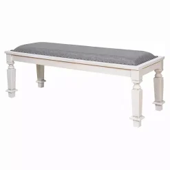 Hot Kirklands Home Upholstered Antique White Quin Bench Gray