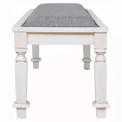 Hot Kirklands Home Upholstered Antique White Quin Bench Gray