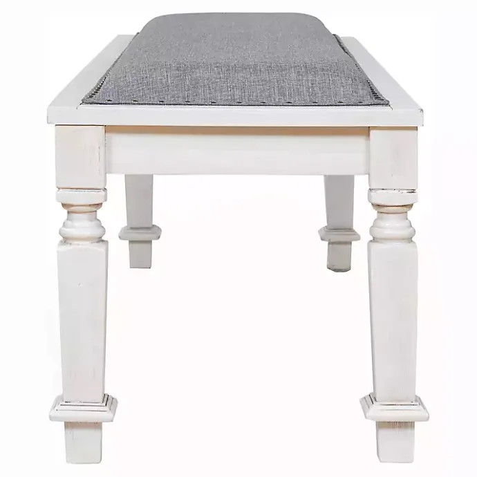 Hot Kirklands Home Upholstered Antique White Quin Bench Gray