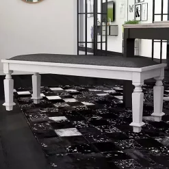 Hot Kirklands Home Upholstered Antique White Quin Bench Gray