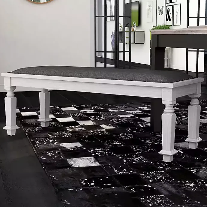 Hot Kirklands Home Upholstered Antique White Quin Bench Gray