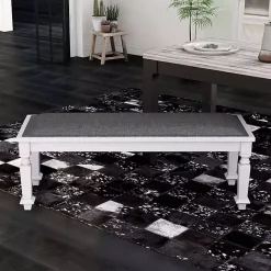 Hot Kirklands Home Upholstered Antique White Quin Bench Gray
