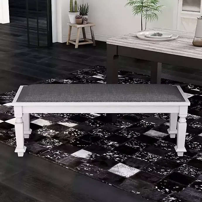 Hot Kirklands Home Upholstered Antique White Quin Bench Gray