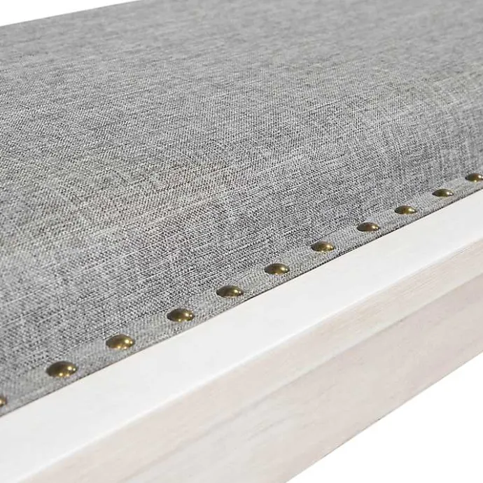 Hot Kirklands Home Upholstered Antique White Quin Bench Gray