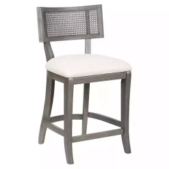 Kirklands Home Gray Upholstered Farmhouse Counter Stool