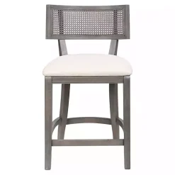 Kirklands Home Gray Upholstered Farmhouse Counter Stool