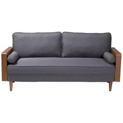 Best Kirklands Home Upholstered Harley Walnut Sofa Gray