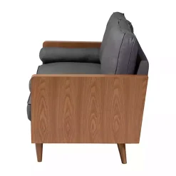 Best Kirklands Home Upholstered Harley Walnut Sofa Gray