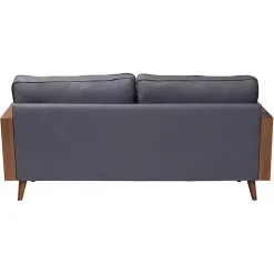 Best Kirklands Home Upholstered Harley Walnut Sofa Gray