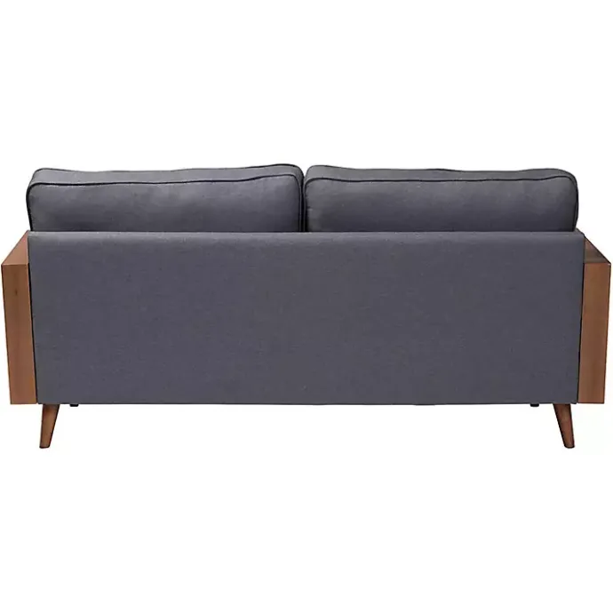 Best Kirklands Home Upholstered Harley Walnut Sofa Gray