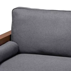 Best Kirklands Home Upholstered Harley Walnut Sofa Gray
