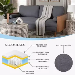 Best Kirklands Home Upholstered Harley Walnut Sofa Gray