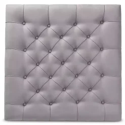 Outlet Kirklands Home Upholstered Linen Tufted Ottoman with Shelf Gray