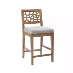 New Kirklands Home Upholstered Oak Crackle Counter Stool Gray