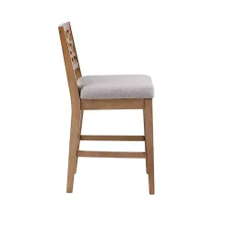 New Kirklands Home Upholstered Oak Crackle Counter Stool Gray