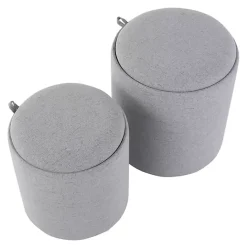 Outlet Kirklands Home Upholstered Ottomans with Tray Tops, Set of 2 Gray