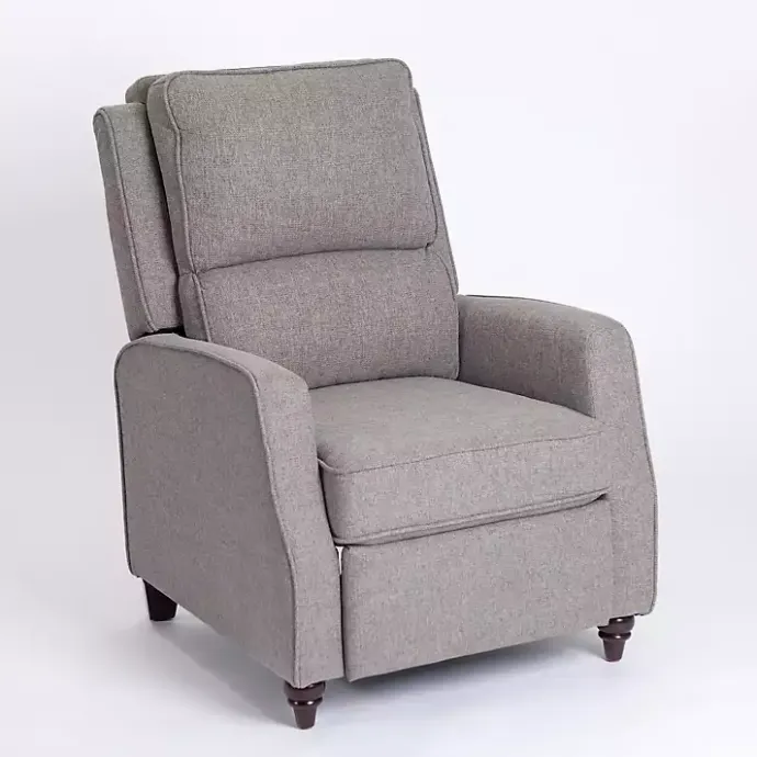 Clearance Kirklands Home Upholstered Rowan Push Back Recliner Gray