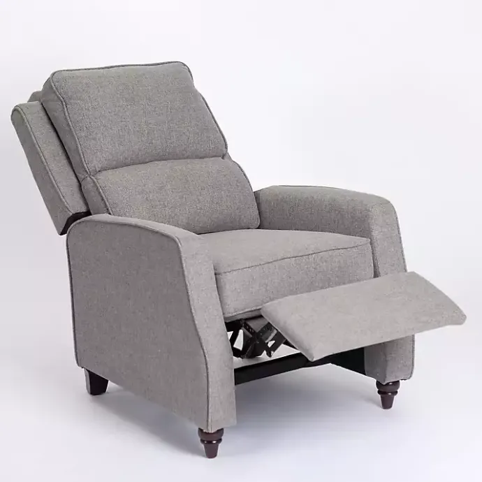 Clearance Kirklands Home Upholstered Rowan Push Back Recliner Gray