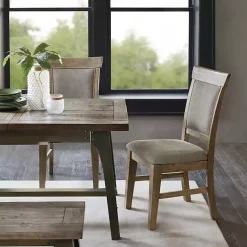 Hot Kirklands Home Upholstered Rustic Dining Chairs, Set of 2 Gray