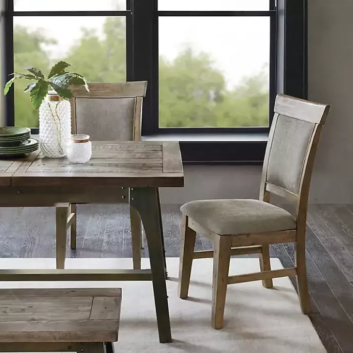 Hot Kirklands Home Upholstered Rustic Dining Chairs, Set of 2 Gray