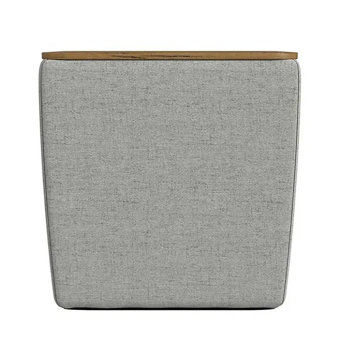 Sale Kirklands Home Upholstered Storage Ottoman with Wood Lid Gray