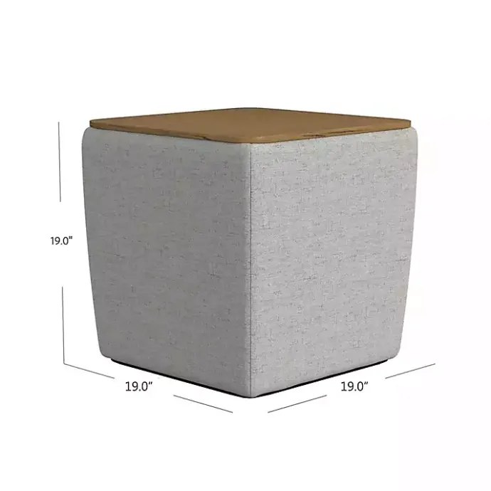 Sale Kirklands Home Upholstered Storage Ottoman with Wood Lid Gray