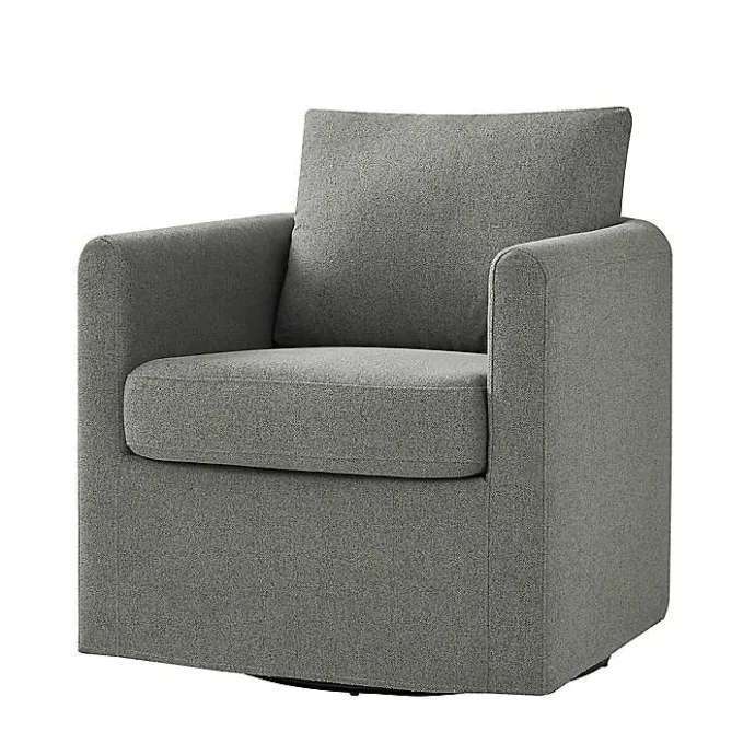 Clearance Kirklands Home Upholstered Vasser Slipcover Swivel Chair Gray