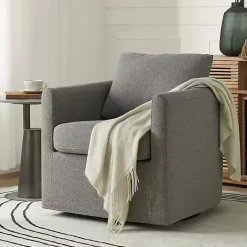 Clearance Kirklands Home Upholstered Vasser Slipcover Swivel Chair Gray