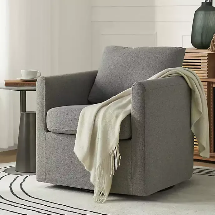 Clearance Kirklands Home Upholstered Vasser Slipcover Swivel Chair Gray