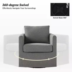 Clearance Kirklands Home Upholstered Vasser Slipcover Swivel Chair Gray